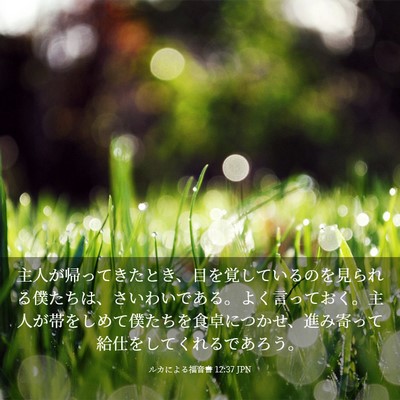 Picture 03 - ルカによる福音書 12:37 JPN - 主人が帰ってきたとき、目を覚して - Bible Verse Picture