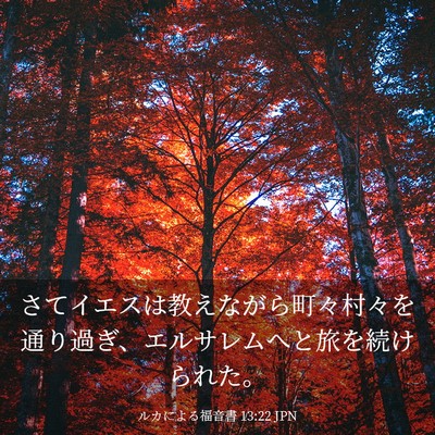 Picture 03 - ルカによる福音書 13:22 JPN - さてイエスは教えながら町々村々を - Bible Verse Picture