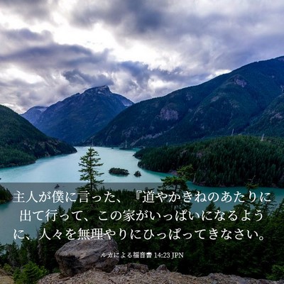 Picture 03 - ルカによる福音書 14:23 JPN - 主人が僕に言った、『道やかきねの - Bible Verse Picture