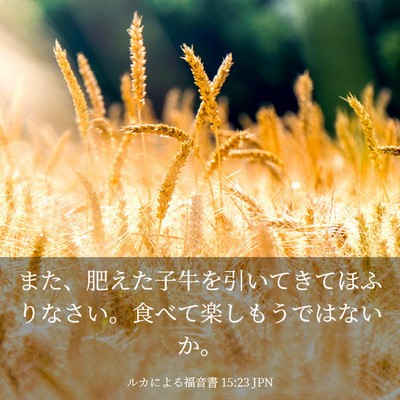 Picture 03 - ルカによる福音書 15:23 JPN - また、肥えた子牛を引いてきてほふ - Bible Verse Picture