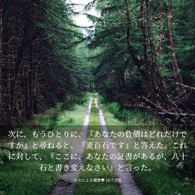 Picture 03 - ルカによる福音書 16:7 JPN - 次に、もうひとりに、『あなたの負 - Bible Verse Picture