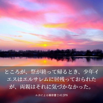 Picture 03 - ルカによる福音書 2:43 JPN - ところが、祭が終って帰るとき、少 - Bible Verse Picture