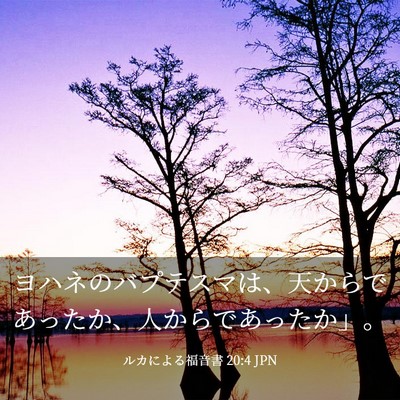 Picture 03 - ルカによる福音書 20:4 JPN - ヨハネのバプテスマは、天からであ - Bible Verse Picture