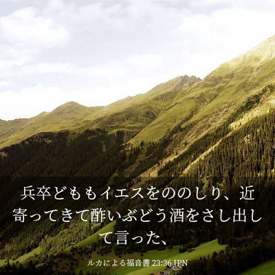 Picture 03 - ルカによる福音書 23:36 JPN - 兵卒どももイエスをののしり、近寄 - Bible Verse Picture