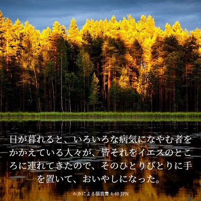 Picture 03 - ルカによる福音書 4:40 JPN - 日が暮れると、いろいろな病気にな - Bible Verse Picture