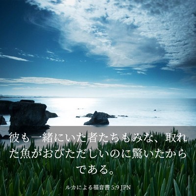 Picture 03 - ルカによる福音書 5:9 JPN - 彼も一緒にいた者たちもみな、取れ - Bible Verse Picture