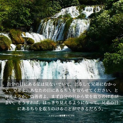 Picture 03 - ルカによる福音書 6:42 JPN - 自分の目にある梁は見ないでいて、 - Bible Verse Picture