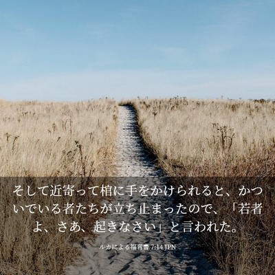 Picture 03 - ルカによる福音書 7:14 JPN - そして近寄って棺に手をかけられる - Bible Verse Picture