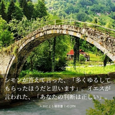 Picture 03 - ルカによる福音書 7:43 JPN - シモンが答えて言った、「多くゆる - Bible Verse Picture