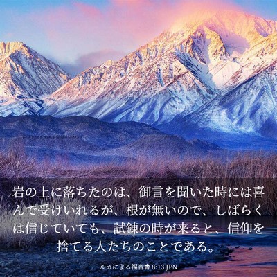 Picture 03 - ルカによる福音書 8:13 JPN - 岩の上に落ちたのは、御言を聞いた - Bible Verse Picture