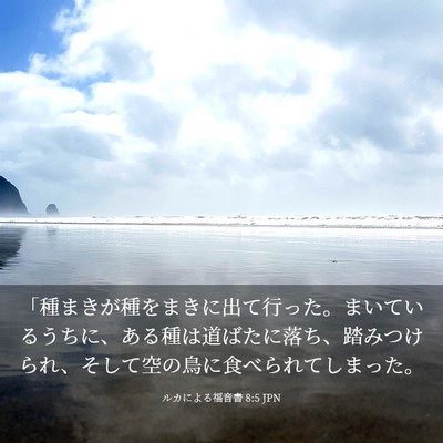 Picture 03 - ルカによる福音書 8:5 JPN - 「種まきが種をまきに出て行った。 - Bible Verse Picture