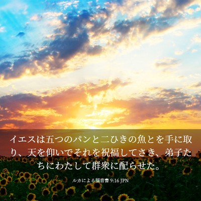 Picture 03 - ルカによる福音書 9:16 JPN - イエスは五つのパンと二ひきの魚と - Bible Verse Picture