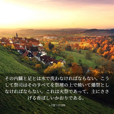 Picture 03 - レビ記 1:13 JPN - その内臓と足とは水で洗わなければ - Bible Verse Picture