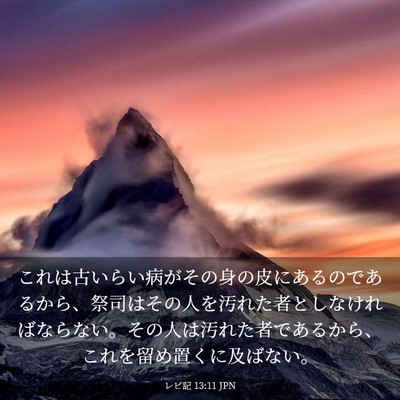 Picture 03 - レビ記 13:11 JPN - これは古いらい病がその身の皮にあ - Bible Verse Picture