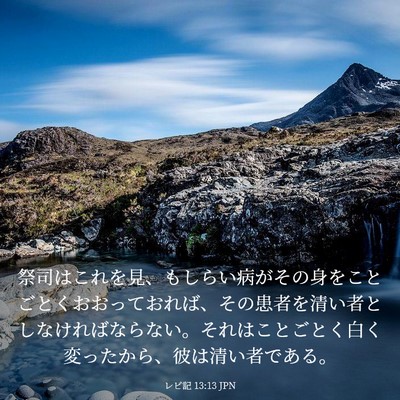Picture 03 - レビ記 13:13 JPN - 祭司はこれを見、もしらい病がその - Bible Verse Picture
