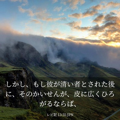 Picture 03 - レビ記 13:35 JPN - しかし、もし彼が清い者とされた後 - Bible Verse Picture