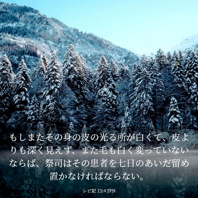 Picture 03 - レビ記 13:4 JPN - もしまたその身の皮の光る所が白く - Bible Verse Picture