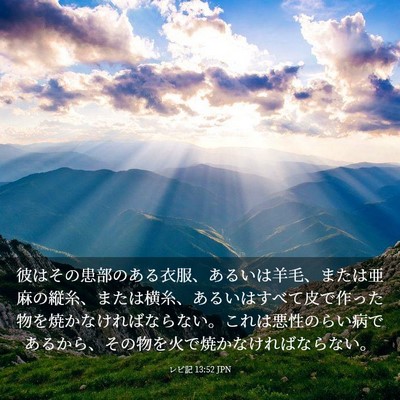 Picture 03 - レビ記 13:52 JPN - 彼はその患部のある衣服、あるいは - Bible Verse Picture