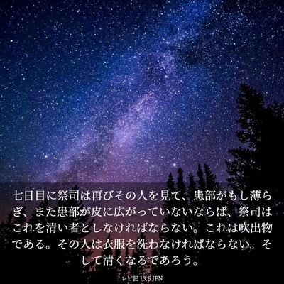 Picture 03 - レビ記 13:6 JPN - 七日目に祭司は再びその人を見て、 - Bible Verse Picture