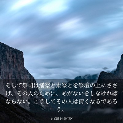 Picture 03 - レビ記 14:20 JPN - そして祭司は燔祭と素祭とを祭壇の - Bible Verse Picture