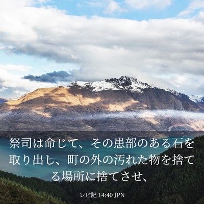 Picture 03 - レビ記 14:40 JPN - 祭司は命じて、その患部のある石を - Bible Verse Picture