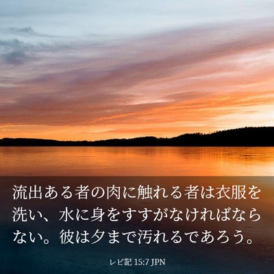 Picture 03 - レビ記 15:7 JPN - 流出ある者の肉に触れる者は衣服を - Bible Verse Picture