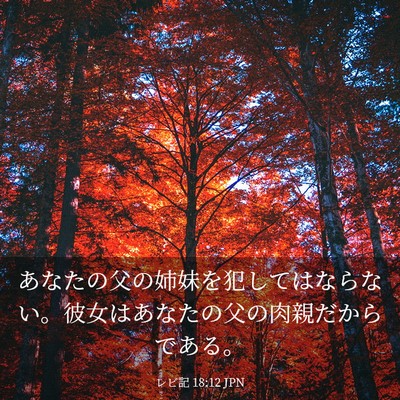 Picture 03 - レビ記 18:12 JPN - あなたの父の姉妹を犯してはならな - Bible Verse Picture