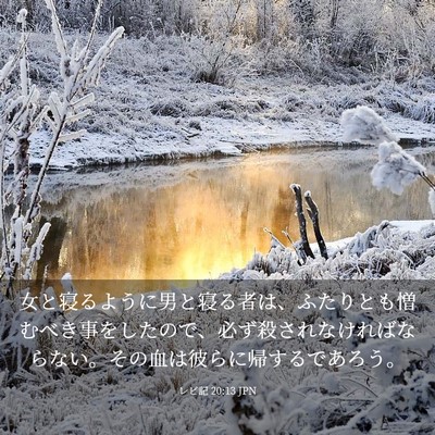 Picture 03 - レビ記 20:13 JPN - 女と寝るように男と寝る者は、ふた - Bible Verse Picture