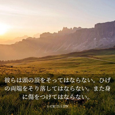 Picture 03 - レビ記 21:5 JPN - 彼らは頭の頂をそってはならない。 - Bible Verse Picture