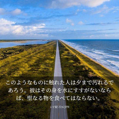 Picture 03 - レビ記 22:6 JPN - このようなものに触れた人は夕まで - Bible Verse Picture