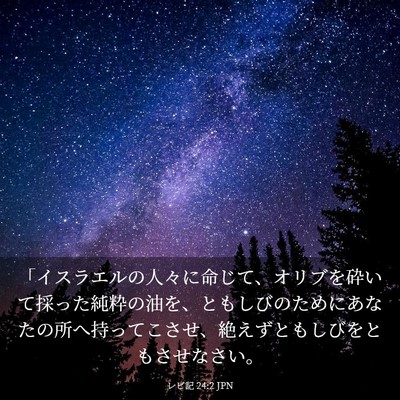 Picture 03 - レビ記 24:2 JPN - 「イスラエルの人々に命じて、オリ - Bible Verse Picture