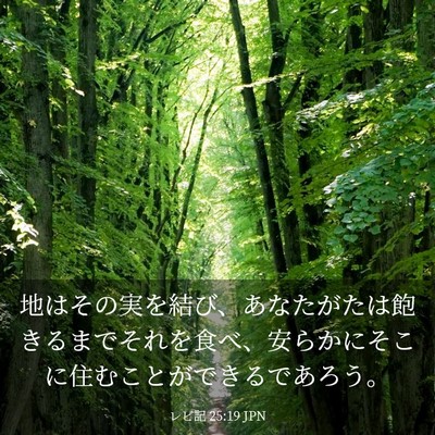 Picture 03 - レビ記 25:19 JPN - 地はその実を結び、あなたがたは飽 - Bible Verse Picture