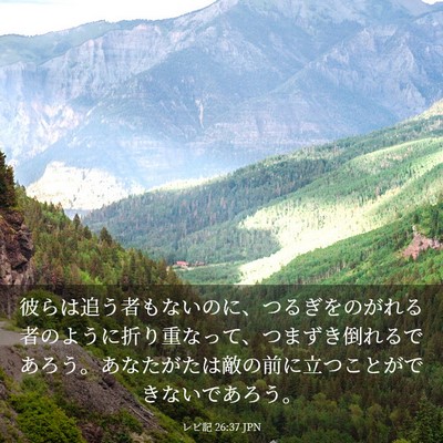 Picture 03 - レビ記 26:37 JPN - 彼らは追う者もないのに、つるぎを - Bible Verse Picture