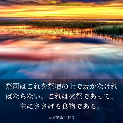 Picture 03 - レビ記 3:11 JPN - 祭司はこれを祭壇の上で焼かなけれ - Bible Verse Picture