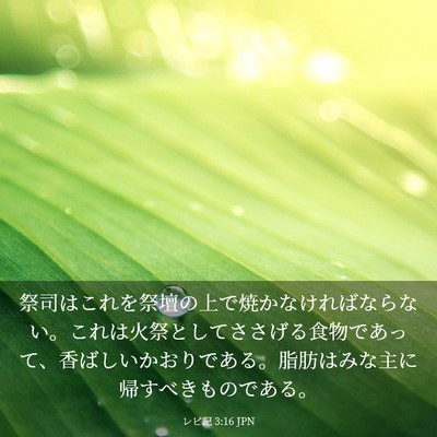 Picture 03 - レビ記 3:16 JPN - 祭司はこれを祭壇の上で焼かなけれ - Bible Verse Picture
