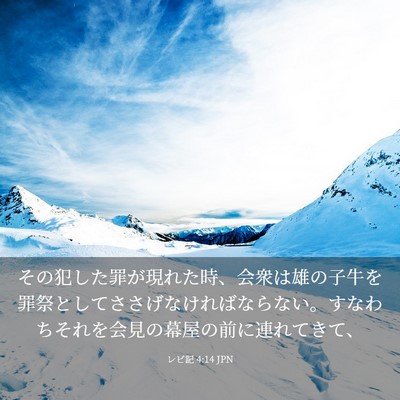 Picture 03 - レビ記 4:14 JPN - その犯した罪が現れた時、会衆は雄 - Bible Verse Picture