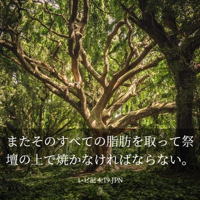 Picture 03 - レビ記 4:19 JPN - またそのすべての脂肪を取って祭壇 - Bible Verse Picture