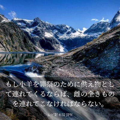 Picture 03 - レビ記 4:32 JPN - もし小羊を罪祭のために供え物とし - Bible Verse Picture