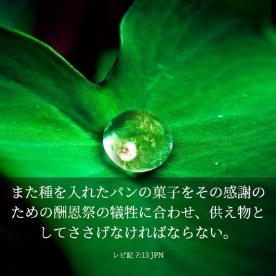 Picture 03 - レビ記 7:13 JPN - また種を入れたパンの菓子をその感 - Bible Verse Picture