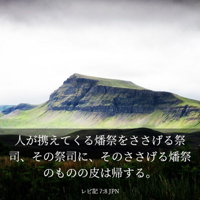 Picture 03 - レビ記 7:8 JPN - 人が携えてくる燔祭をささげる祭司 - Bible Verse Picture