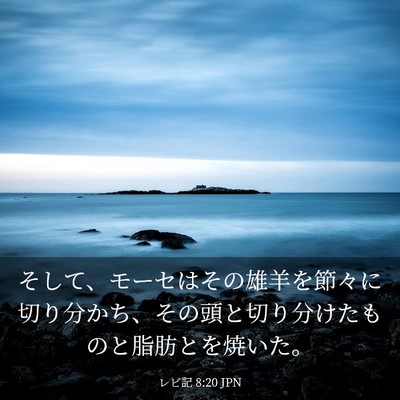 Picture 03 - レビ記 8:20 JPN - そして、モーセはその雄羊を節々に - Bible Verse Picture