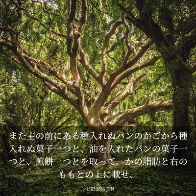 Picture 03 - レビ記 8:26 JPN - また主の前にある種入れぬパンのか - Bible Verse Picture