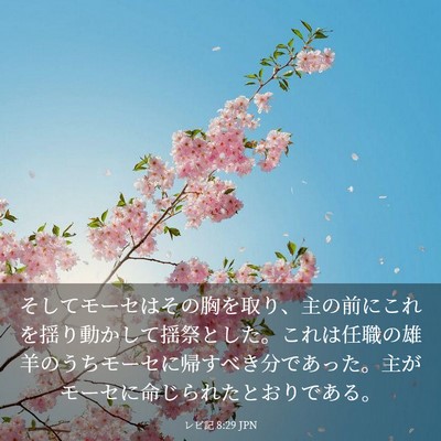 Picture 03 - レビ記 8:29 JPN - そしてモーセはその胸を取り、主の - Bible Verse Picture