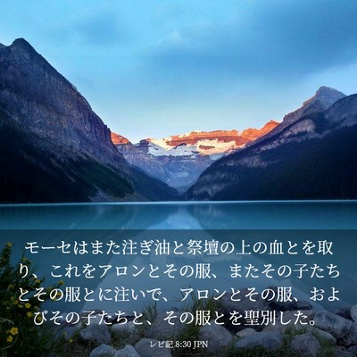 Picture 03 - レビ記 8:30 JPN - モーセはまた注ぎ油と祭壇の上の血 - Bible Verse Picture