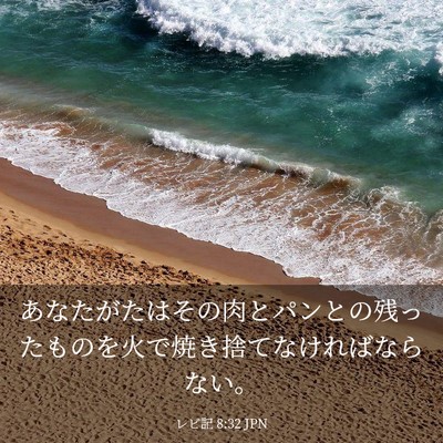 Picture 03 - レビ記 8:32 JPN - あなたがたはその肉とパンとの残っ - Bible Verse Picture