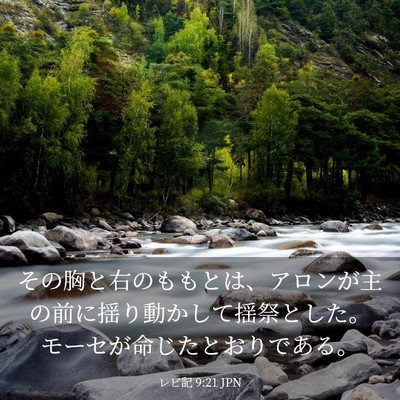 Picture 03 - レビ記 9:21 JPN - その胸と右のももとは、アロンが主 - Bible Verse Picture