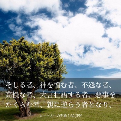 Picture 03 - ローマ人への手紙 1:30 JPN - そしる者、神を憎む者、不遜な者、 - Bible Verse Picture