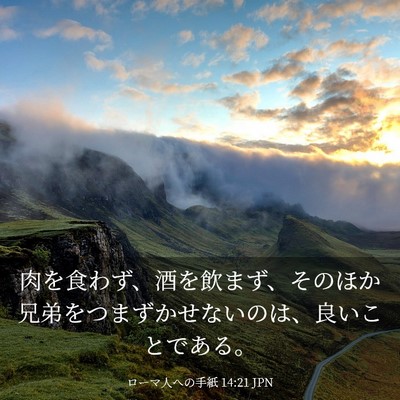 Picture 03 - ローマ人への手紙 14:21 JPN - 肉を食わず、酒を飲まず、そのほか - Bible Verse Picture