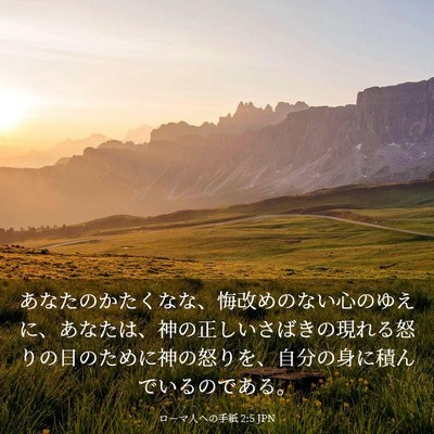 Picture 03 - ローマ人への手紙 2:5 JPN - あなたのかたくなな、悔改めのない - Bible Verse Picture