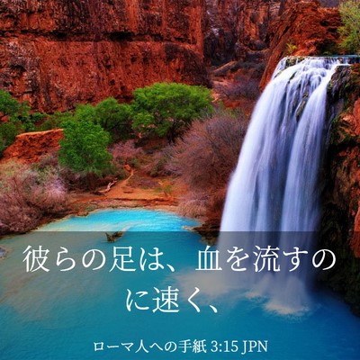Picture 03 - ローマ人への手紙 3:15 JPN - 彼らの足は、血を流すのに速く、 - Bible Verse Picture
